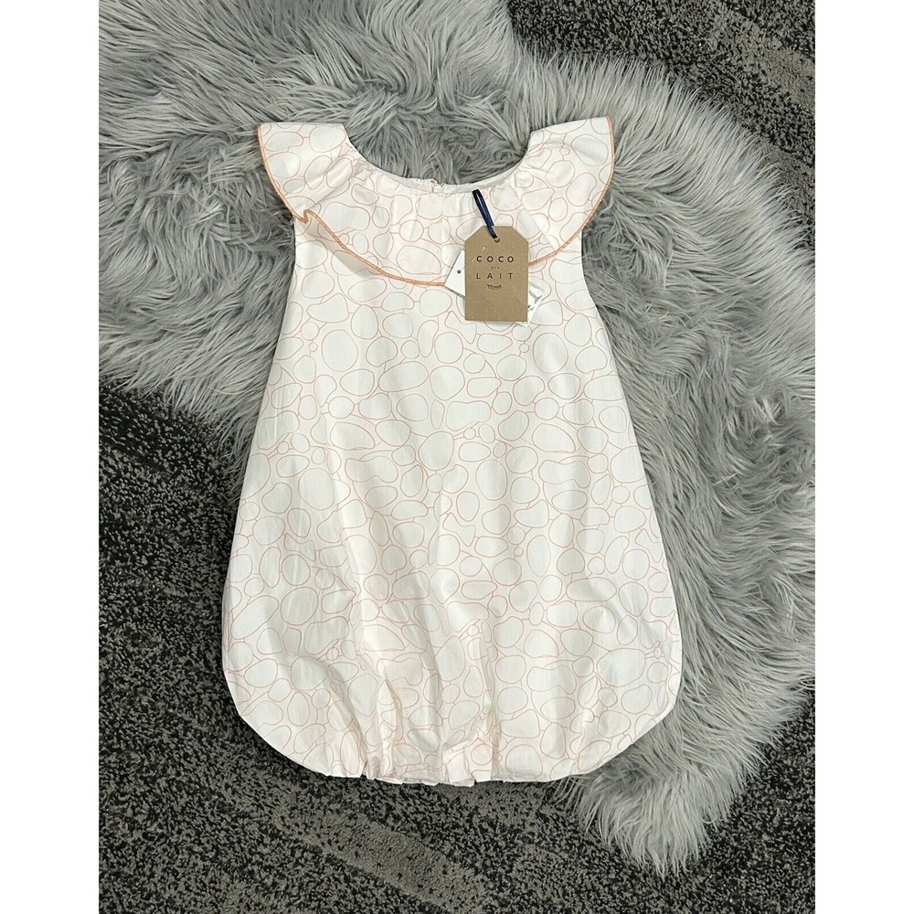 Coco Au Lait White Geometric Patterned Balloon Skirt Dress Size‎ 4 - Picture 2 of 5